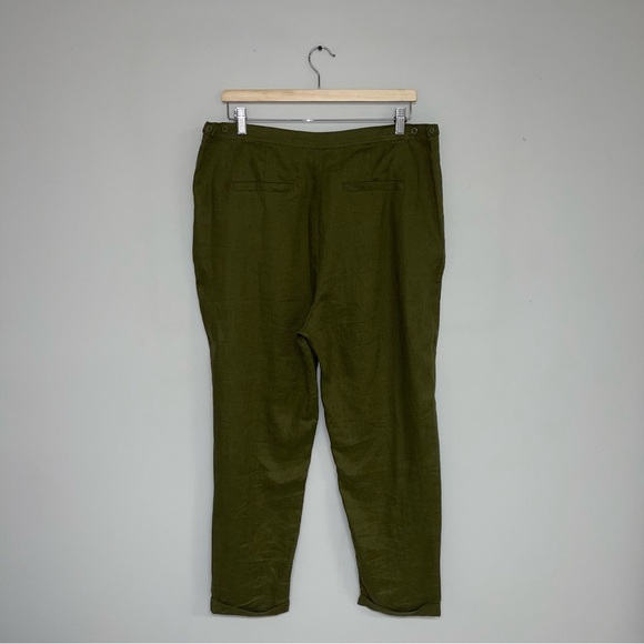 ELK Pants Women's Size 10 US Moss Green Linen Pleated Oversized Tapered‎ Light - Picture 7 of 11